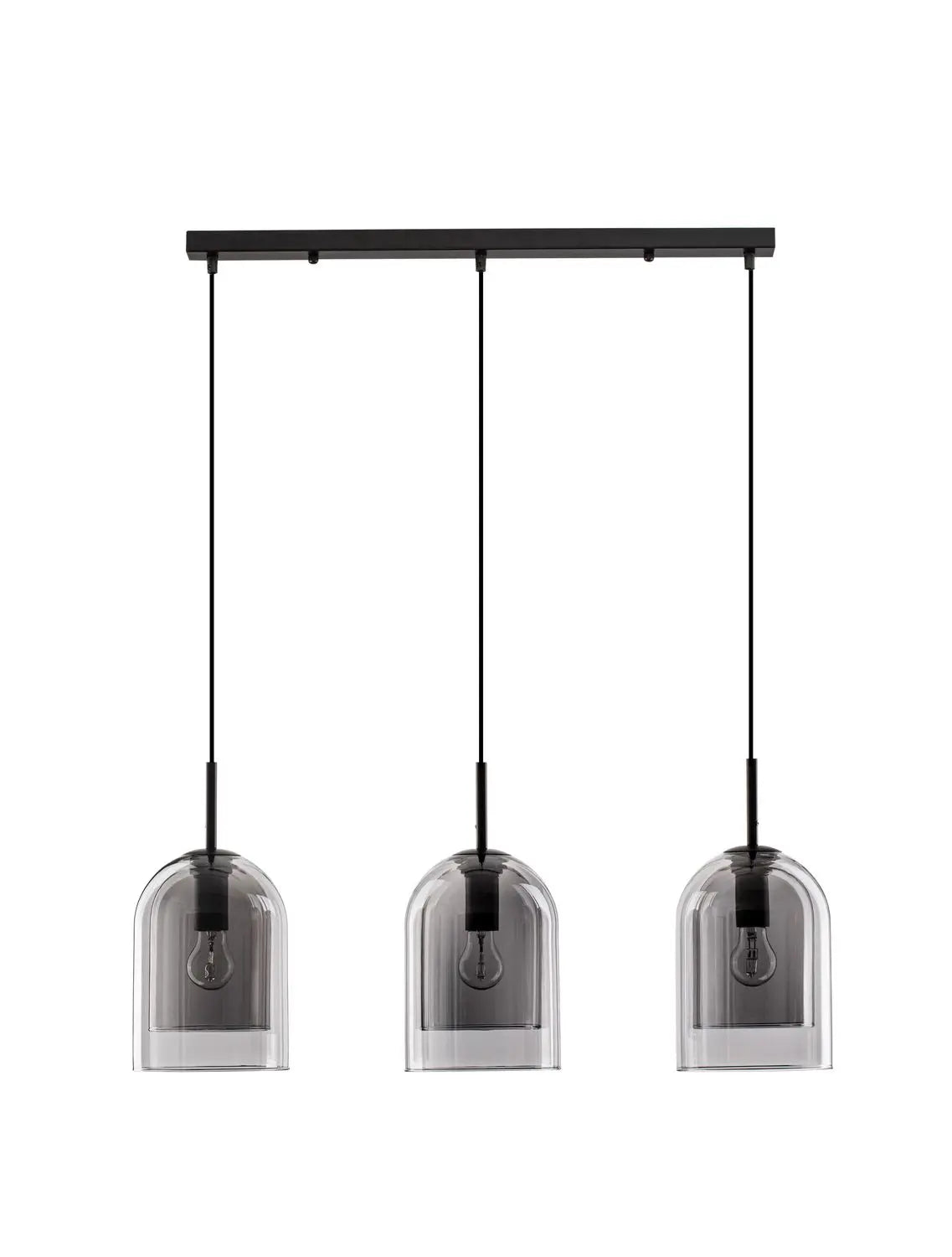 B-Ware Nova Luce Pendelleuchte Hängeleuchte Velor E27 Led 3 Fach Schwarz Rauchgrau Dimm