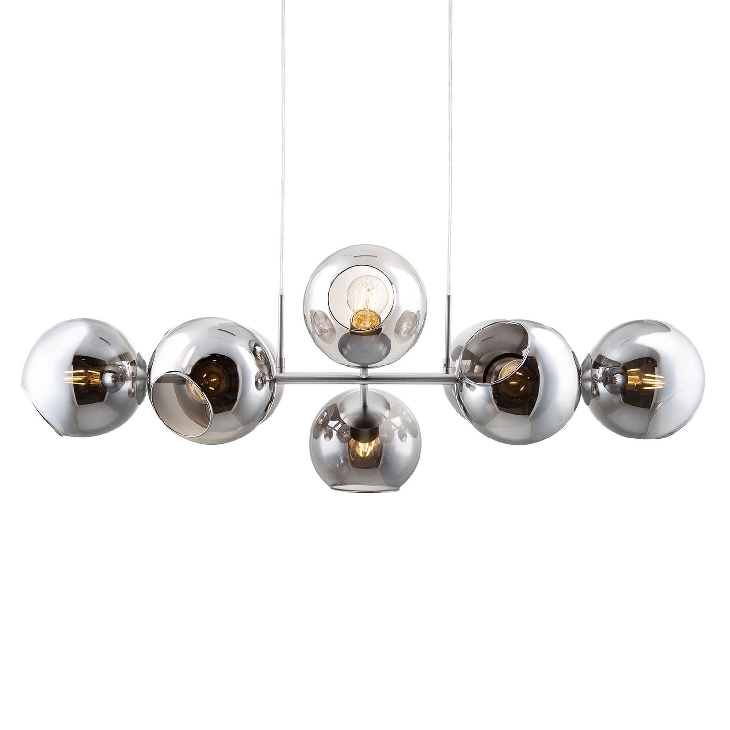 B-Ware Nowa Glas Pendelleuchte Pilar Hängelampe Pendellampe Achtflammig Rauchgrau E27