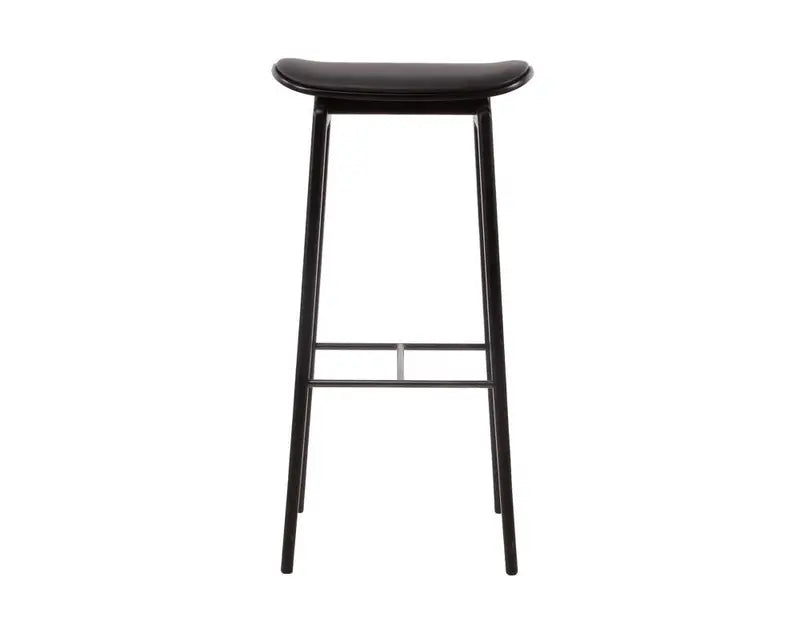 B-Ware Norr 11 Barhocker Hocker Ny11 Schwarz Leder Sitz Schwarz Eichenfurnier 75 Cm