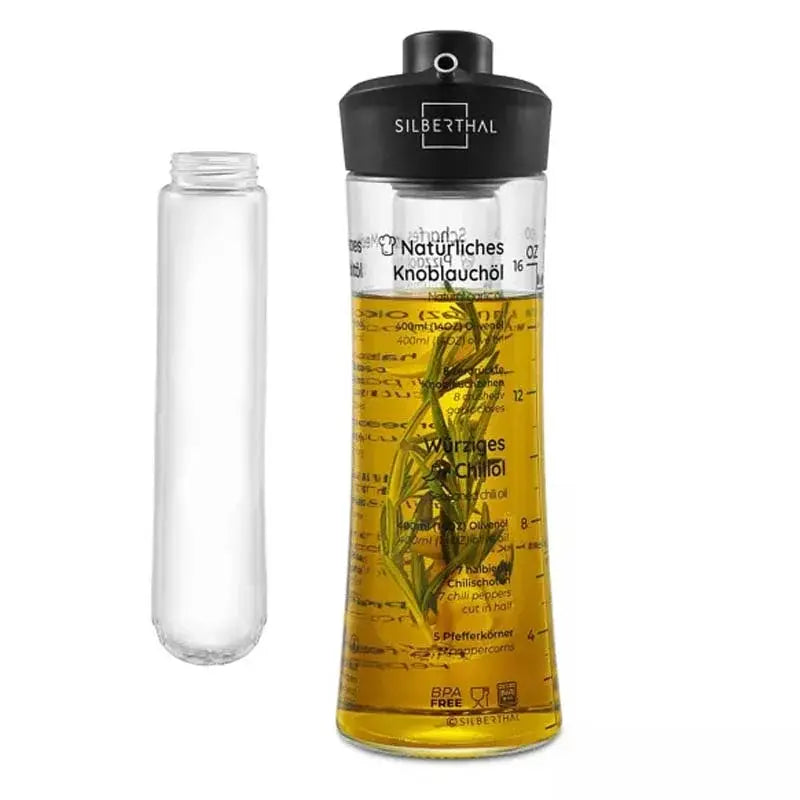 B-Ware Silberthal ölflasche Ausgießer Kräuteröl Glasfilter 500ml Spülmaschinenfest