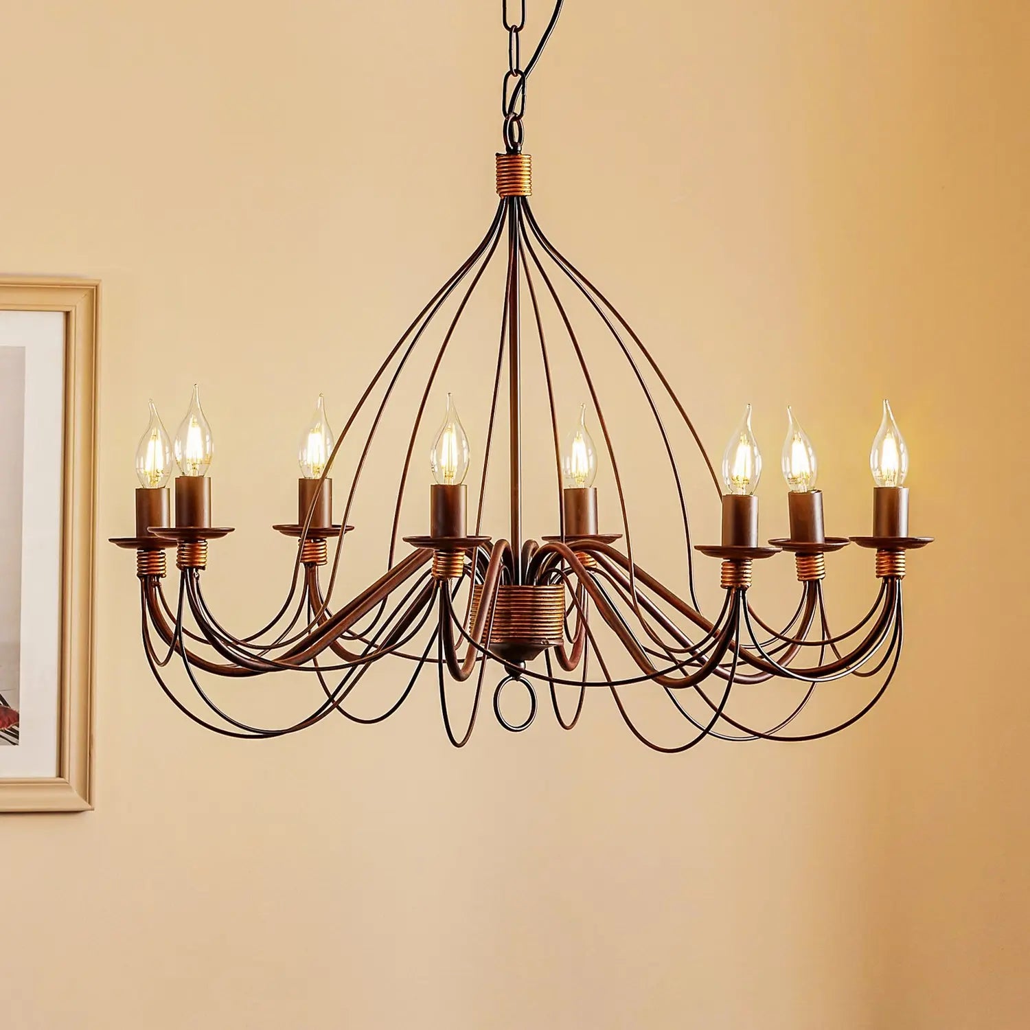 B-Ware Onli Kronleuchter Deckenleuchte Fiamma Marrone Eisen Bronze 8 Flg Siehe Text