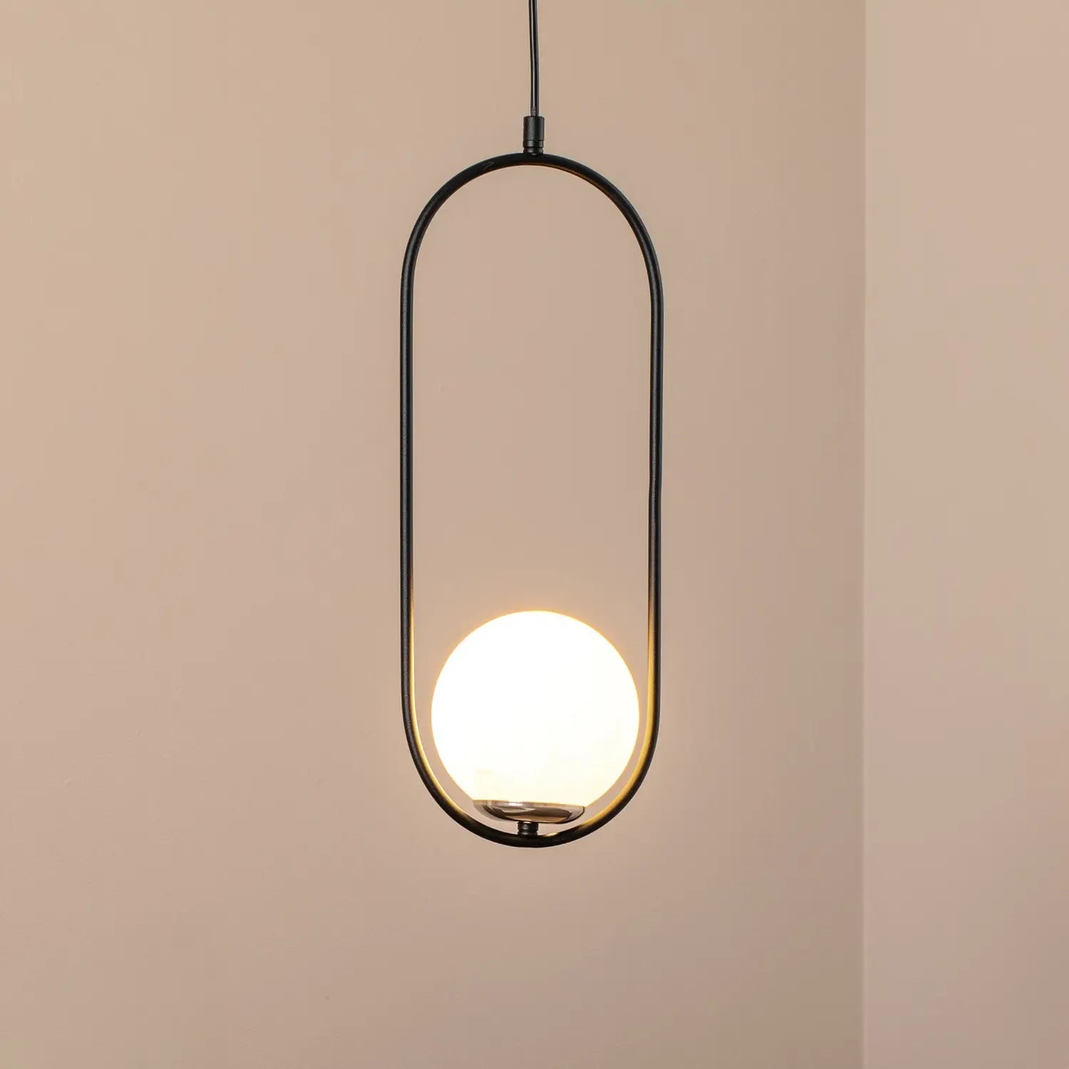 B-Ware Opviq Hängeleuchte Pendelleuchte Mudoni Deckenlampe Schwarz Weiß Glas Metall E27