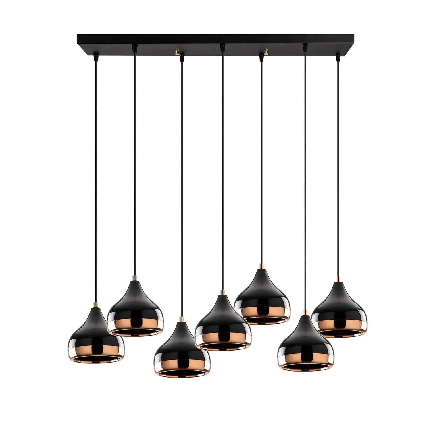 B-Ware Opviq Hängeleuchte Pendelleuchte Yildo 6894 Schwarz Kupfer Metall 7 Flammig
