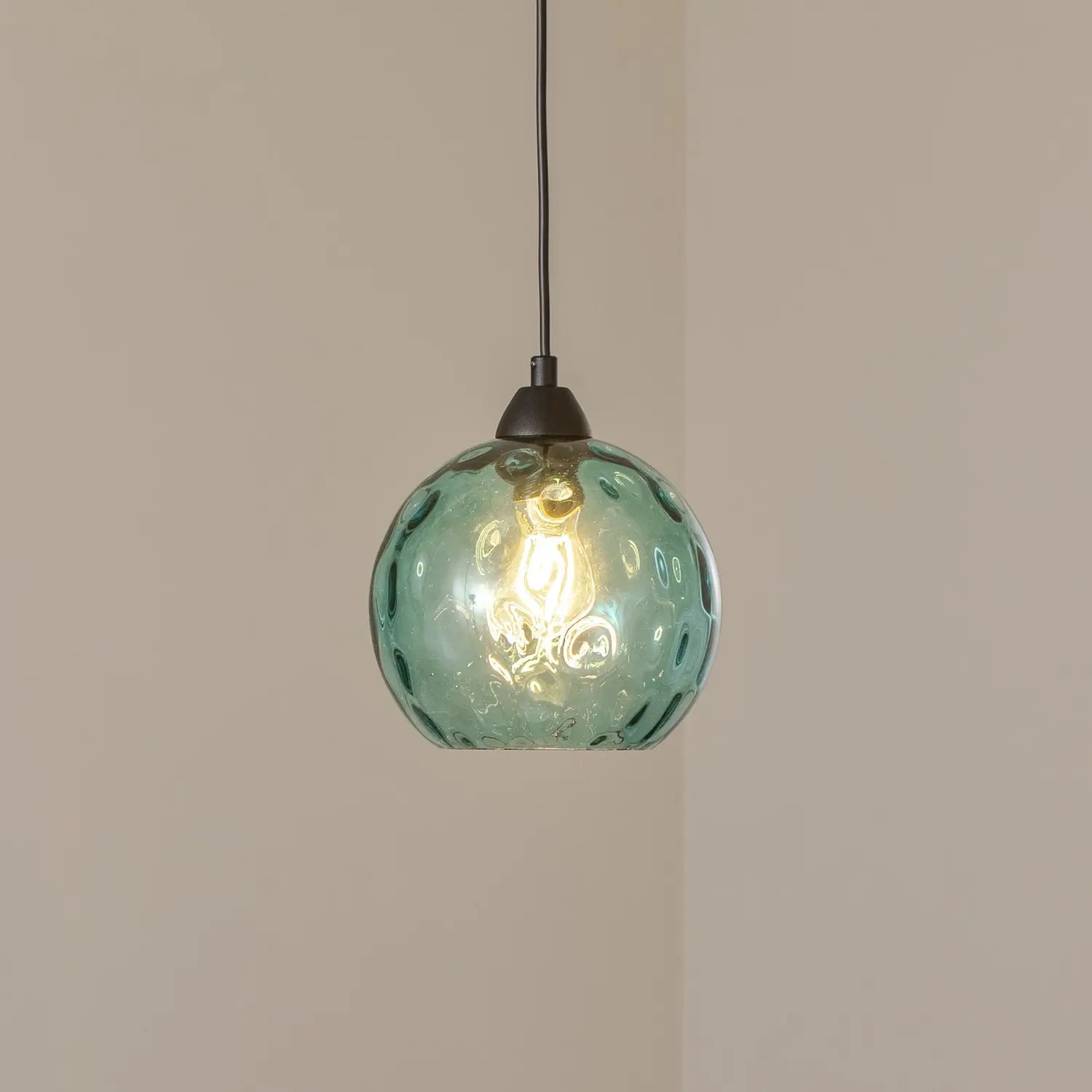 B-Ware Opviq Pendelleuchte Hängelampe Benek Glas Blau E27 Lampe 20cm Siehe Text