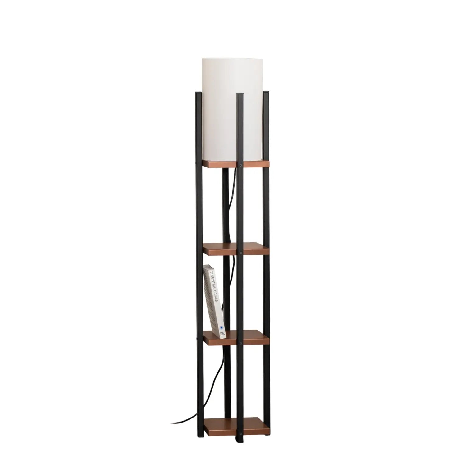 B-Ware Opviq Stehleuchte Standlampe Regal Schwarz Kupfer Metall Textil Höhe 130 Cm669