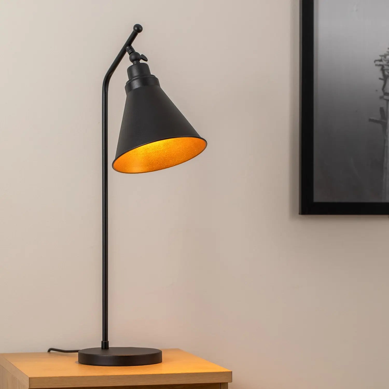B-Ware Opviq Tischlampe Tischleuchte Metall Schwarz Gold Sivani Mr 608 Schalter 50 Cm