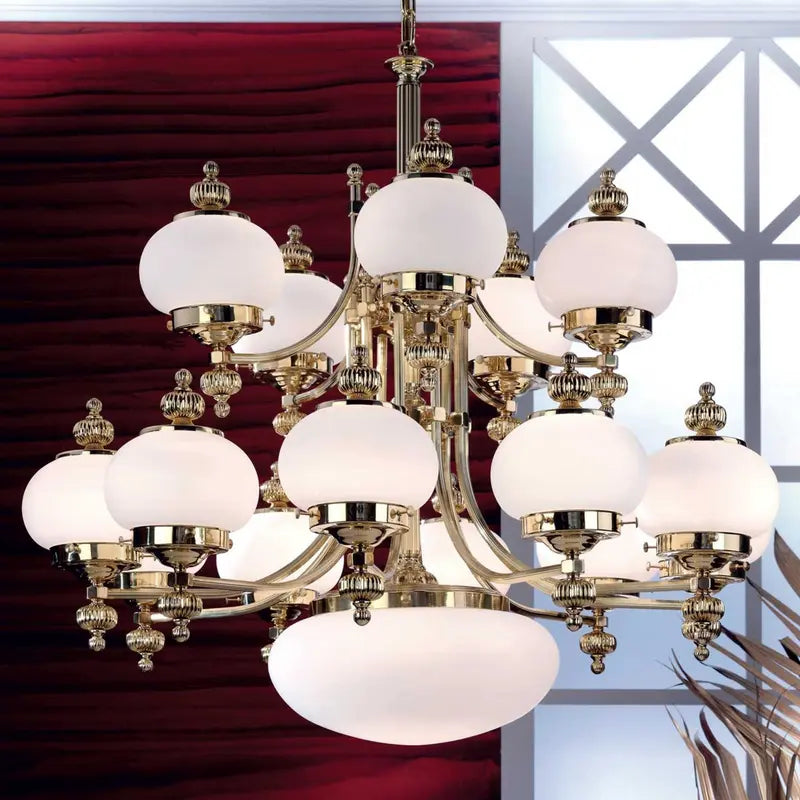 B-Ware Orion Kronleuchter Leuchte Lampe Messing Glas 16 Flammig ø 100 Siehe Text/Fotos