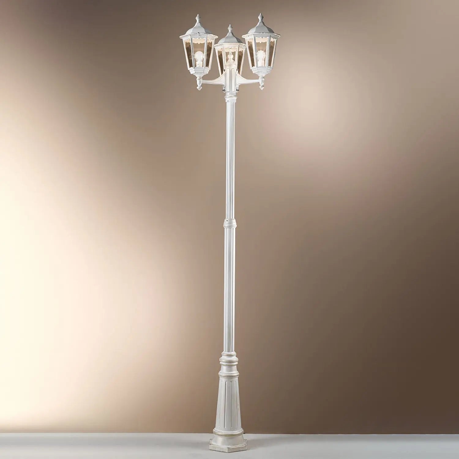B-Ware Orion Puchberg Mastleuchte Außenlampe Gartenbeleuchtung 3 Flg 255 Cm Weiß Gold