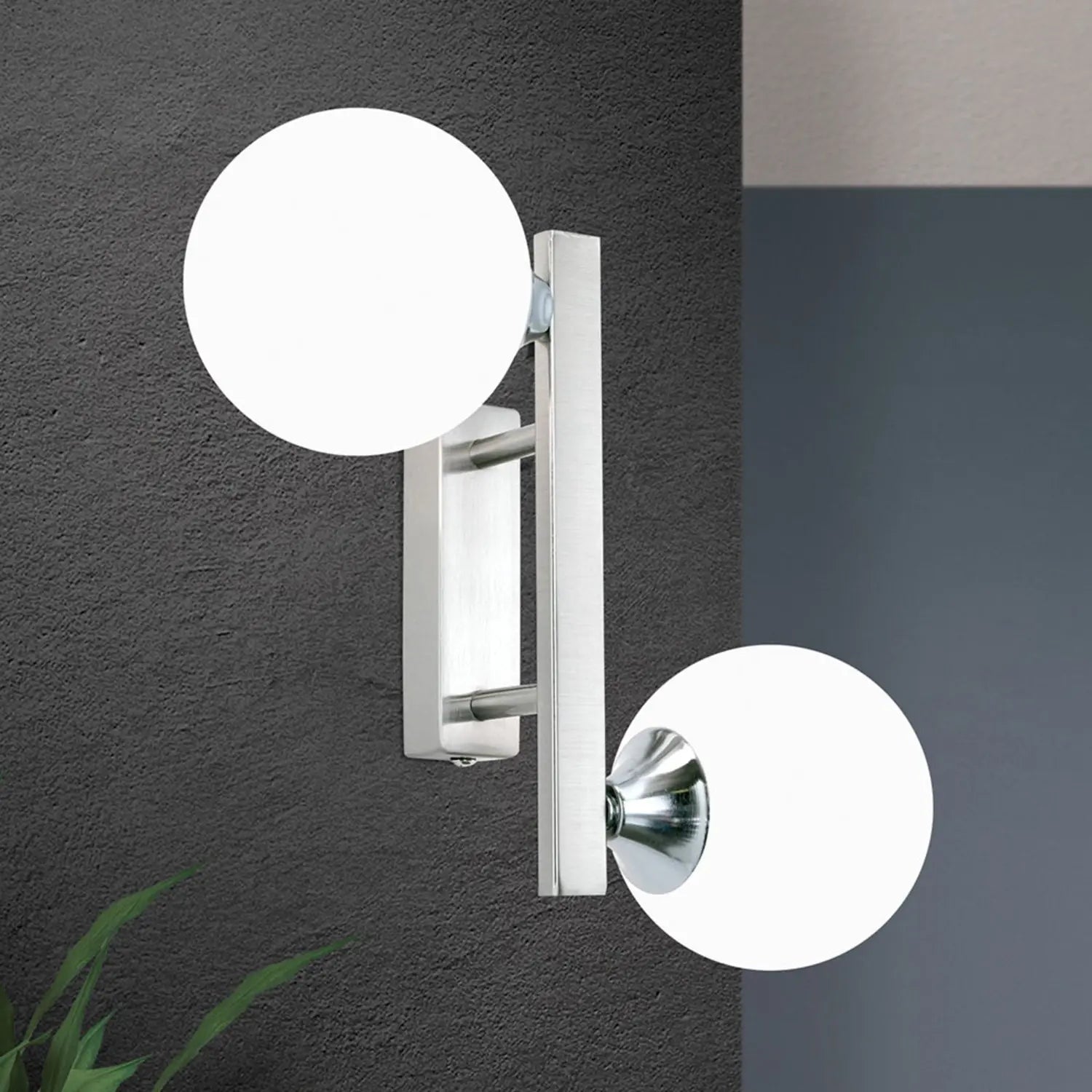 B-Ware Orion Snowwhite Wandleuchte Lampe Glaskugel Nickel Matt Glaswandleuchte