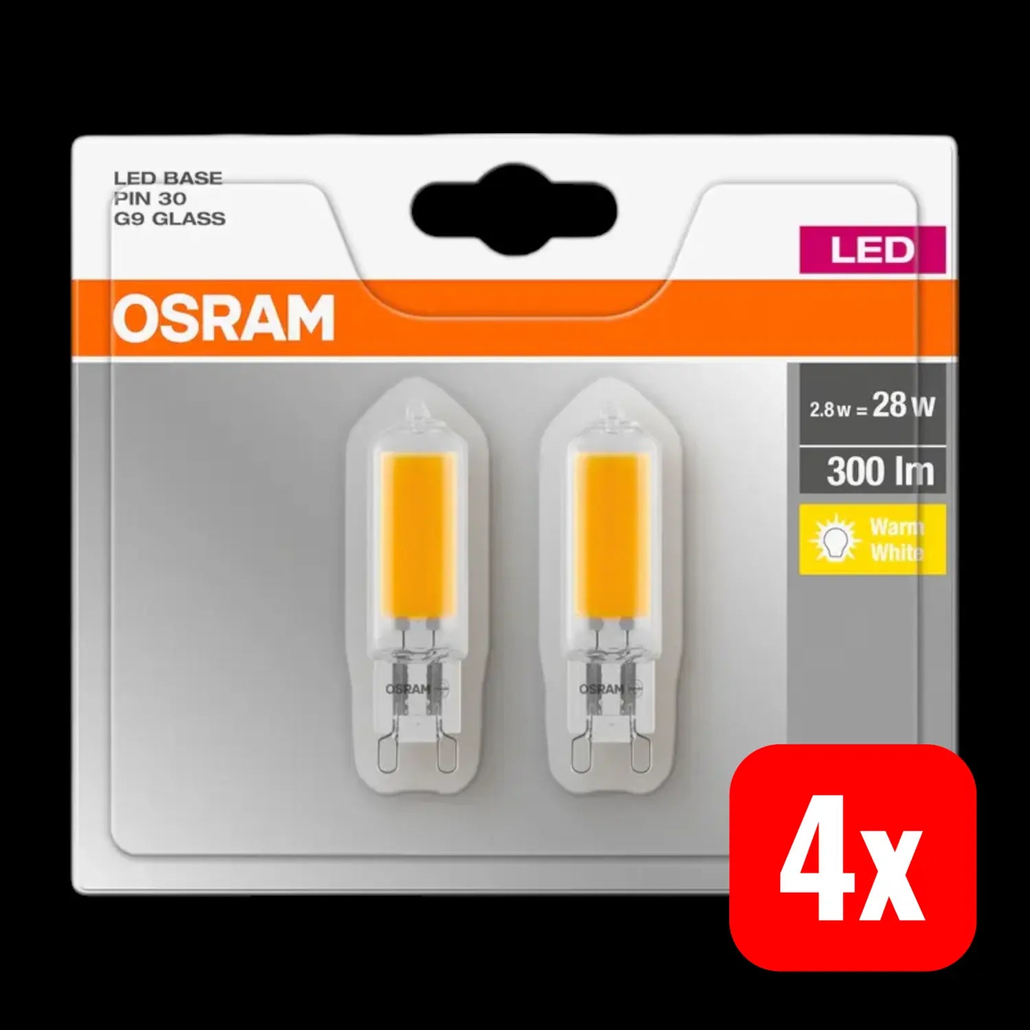 B-Ware Osram Led Lampe Leuchtmittel Classic Glühbirne G9 Warmweiß 2,8 W Glas 2er 4 Sets