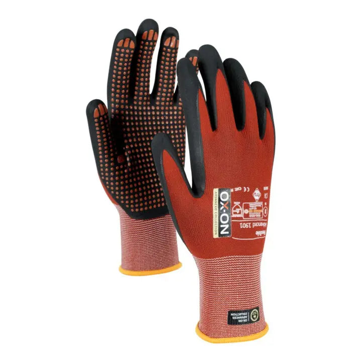 B-Ware Ox On Schnittschutzhandschuh Arbeitshandschuh Advanced 1901 Größe 8 Rot 12 Paar