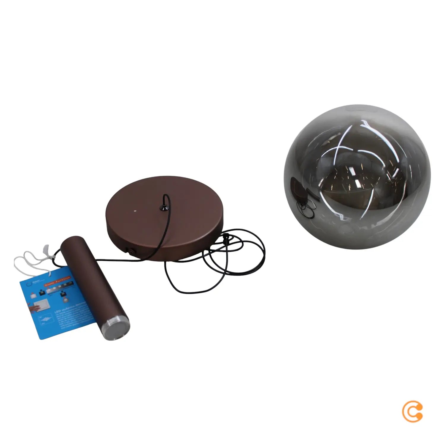 B-Ware Paul Neuhaus Pendelleuchte Hängelampe Led Bowl Braun Rauchgrau Glas Eisen ø 20cm