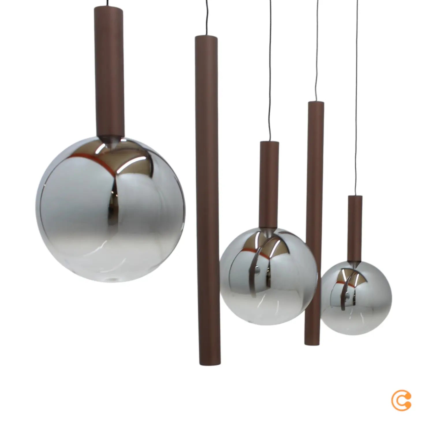 B-Ware Paul Neuhaus Hängeleuchte Pendelleuchte Led Bowl Braun Grau Glas Eisen 100 Cm