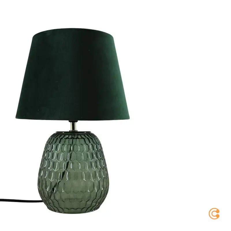 B-Ware Pauleen Crystal Velours Tischlampe Tischleuchte Tischlicht Leuchte Mit Glasfuß