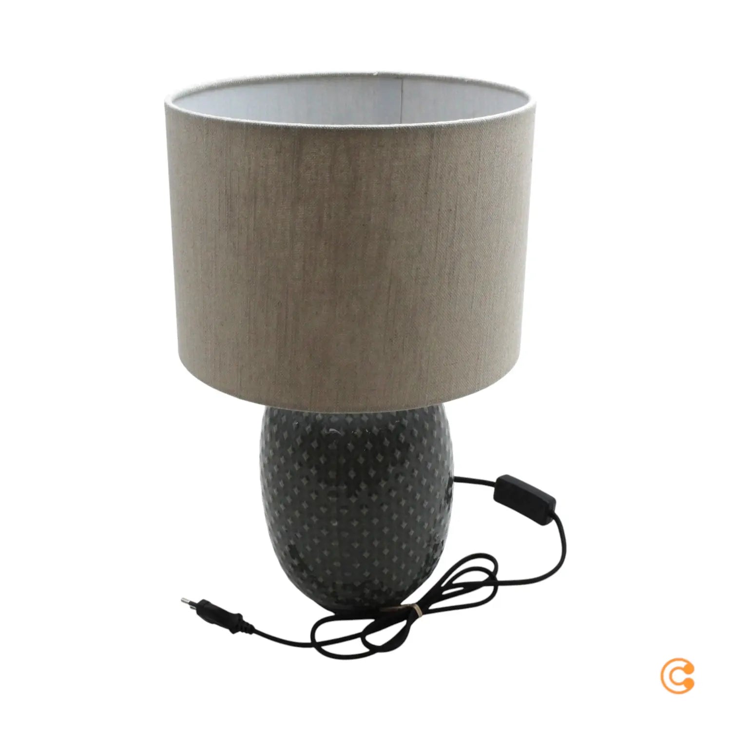 B-Ware Pauleen Tischlampe Tischleuchte Keramikfuß Classy Grau Beige Schalter E27 Led