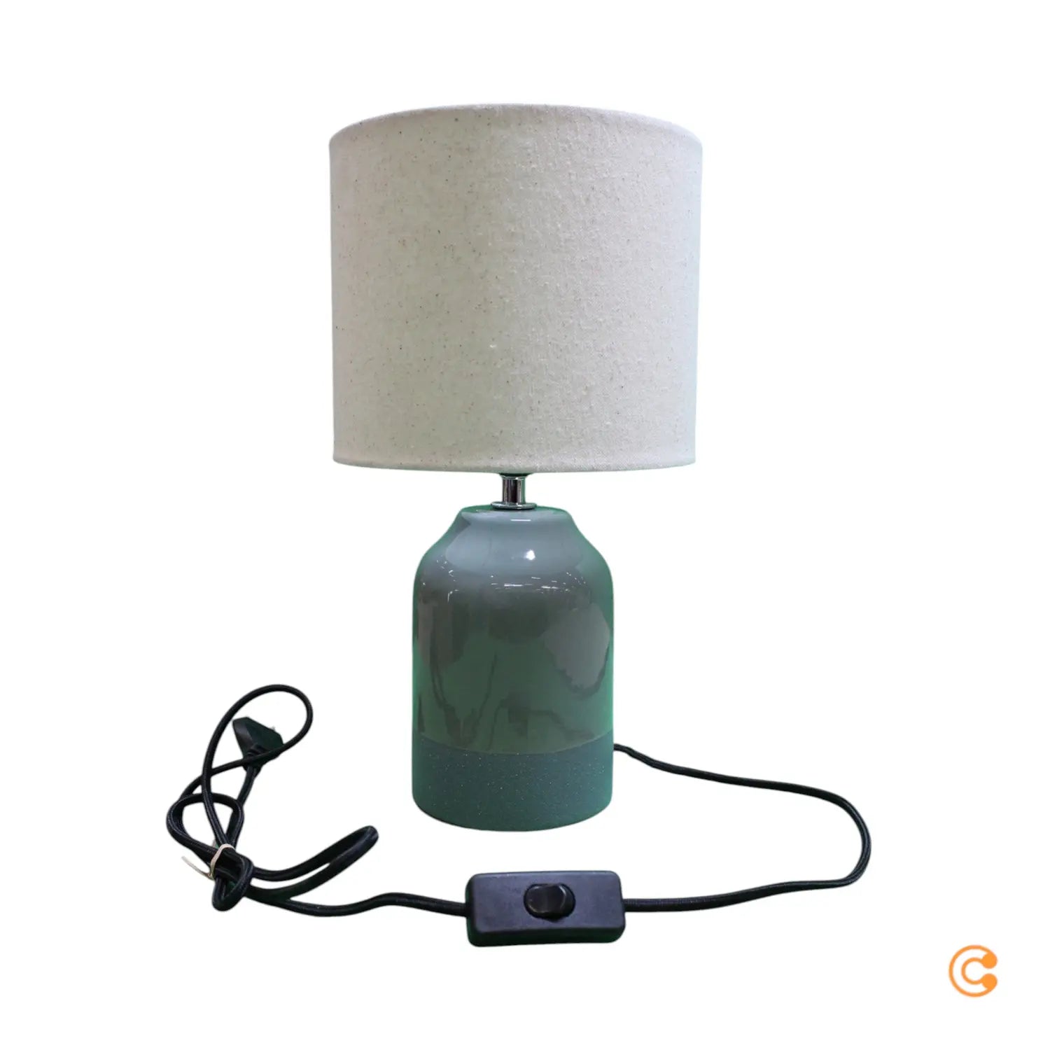 B-Ware Pauleen Tischleuchte Tischlampe Sandy Glow Creme Grün Textil Keramik Schalter