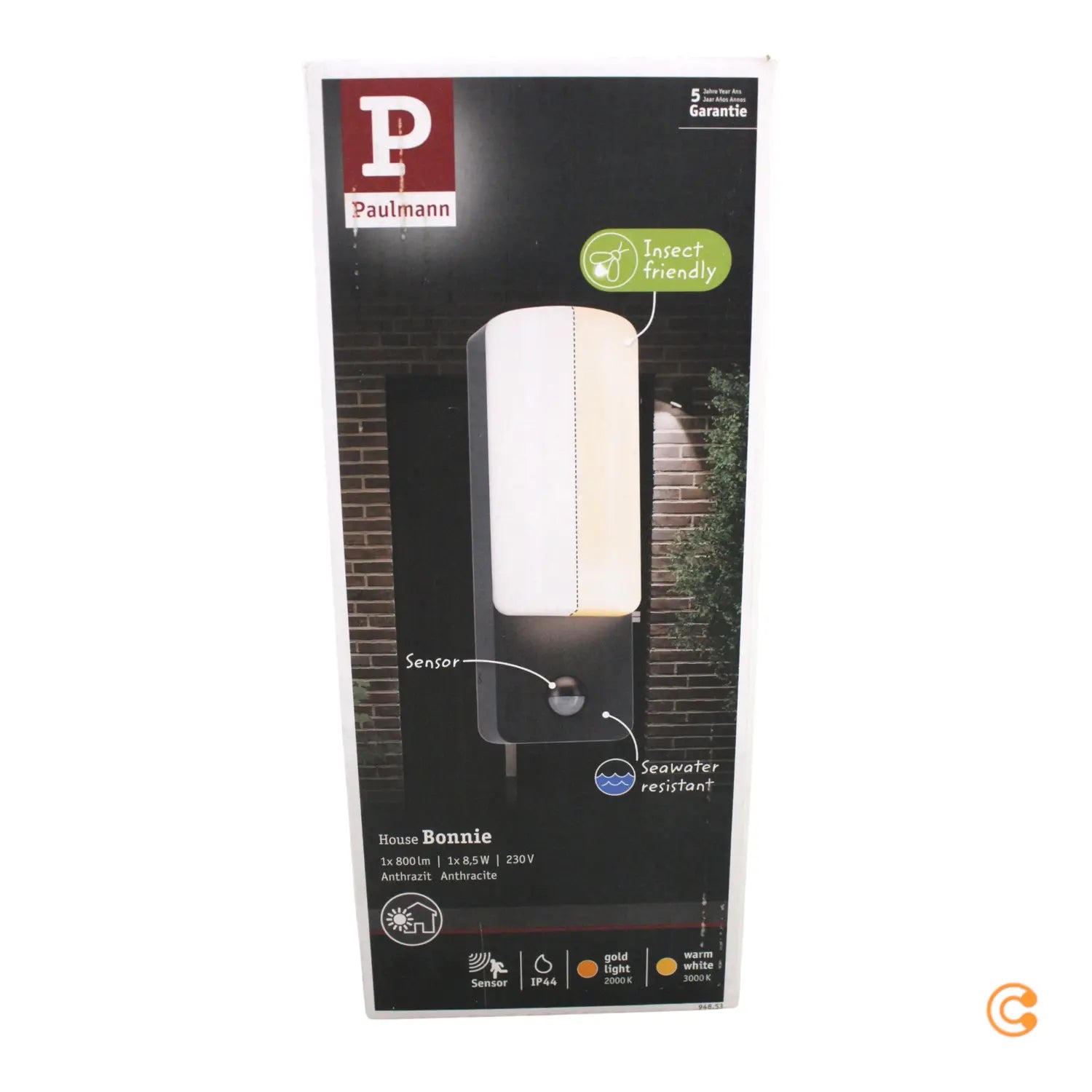 B-Ware Paulmann Led Außenwandlampe Leuchte Sensor Lampe Bonnie Anthrazit 2200 K 3000 K