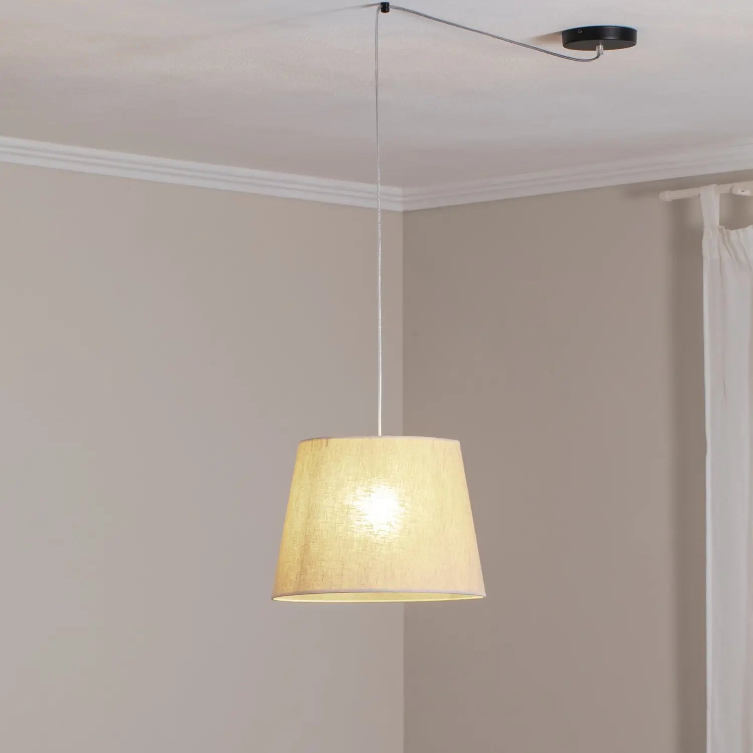 B-Ware Pendellampe Ascot Hängeleuchte Deckenleuchte Stofflampe Beigefarben ø 38 Cm