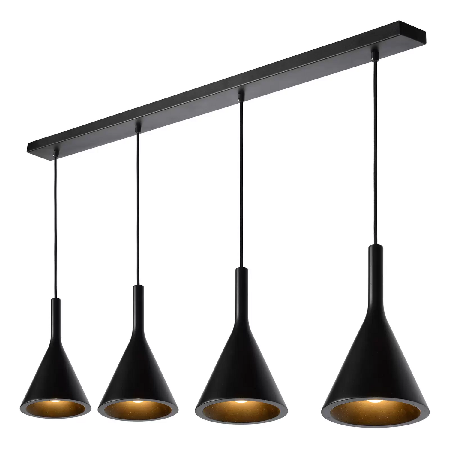 B-Ware Lucide Pendellampe Gipsy. Hängeleuchte Deckenlampe Schwarz Gips 120 Cm 4 Flammig