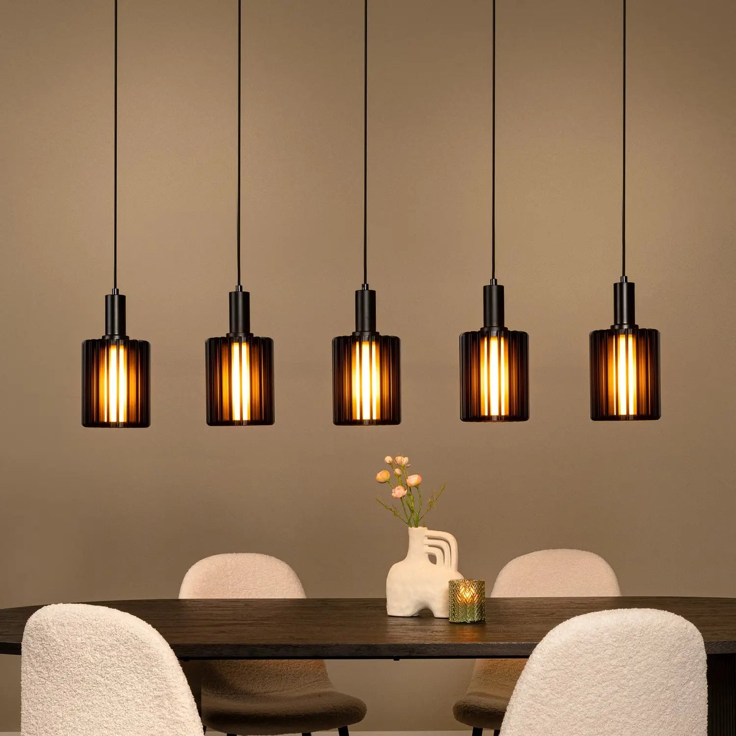B-Ware Lucide Pendellampe Hängelampe Lambres Glas Metall Schwarz Transparent 164 Cm