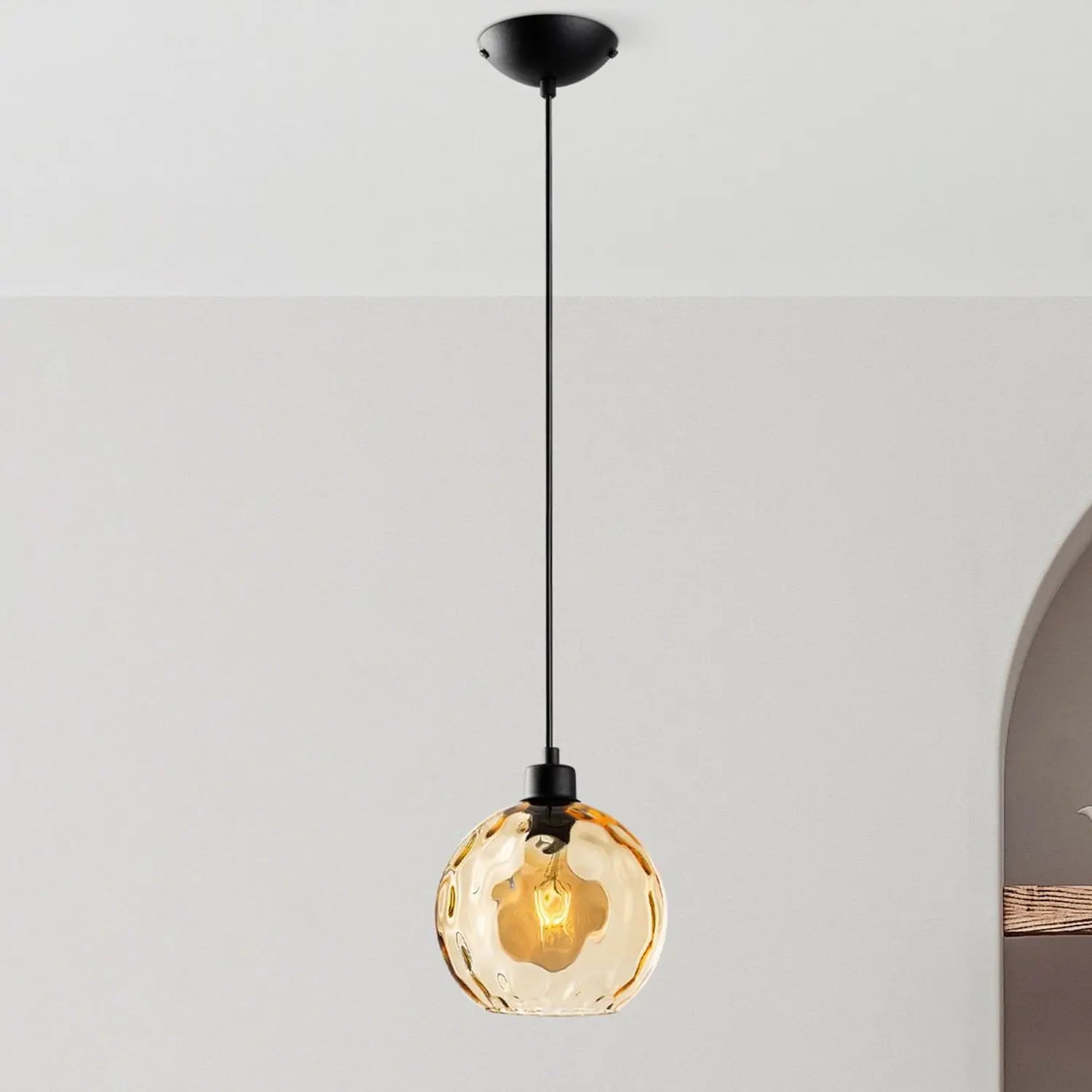 B-Ware Opviq Pendelleuchte Hängelampe Benek Glas Gelb Getönt Lampe Beleuchtung