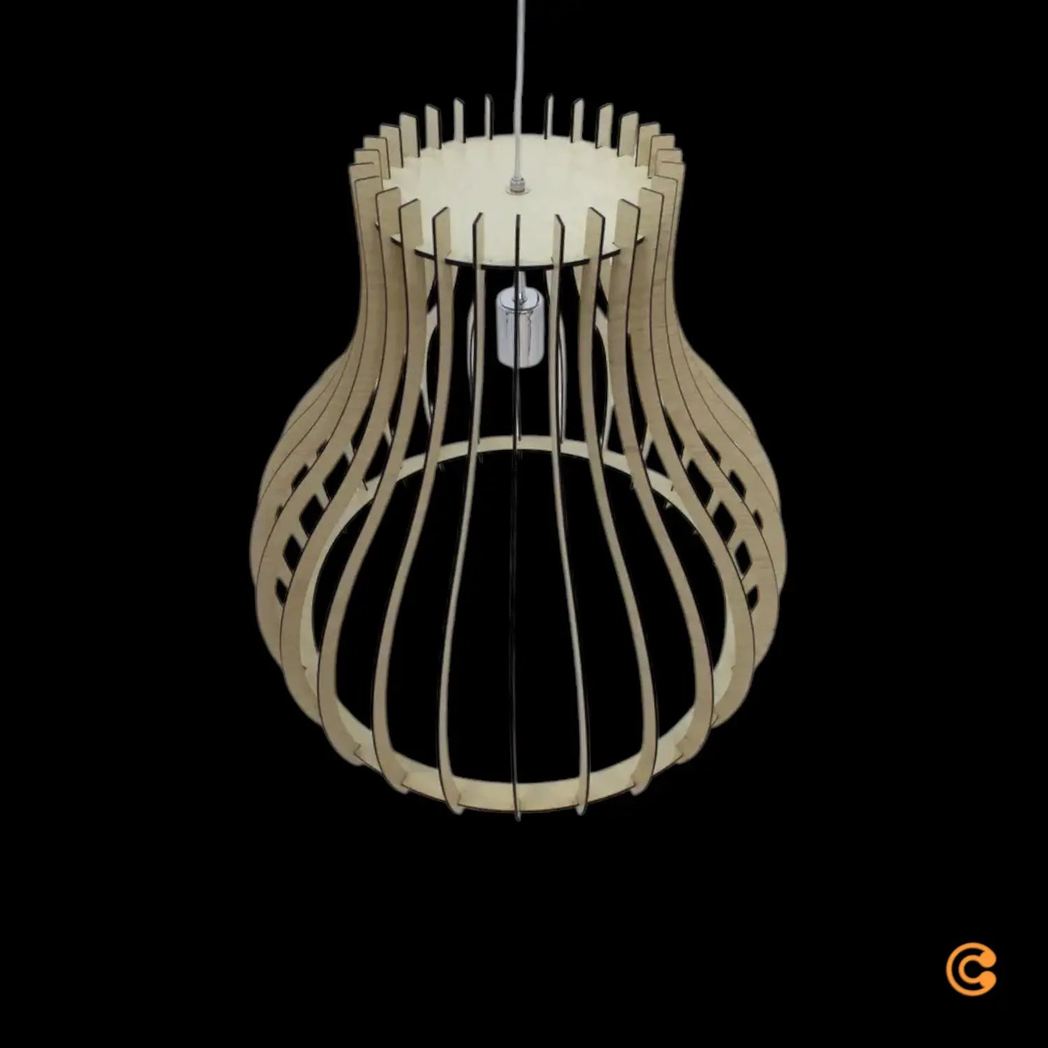 B-Ware Pendelleuchte Hängeleuchte Holzlampe Ellys Holz Natur Lampenschirm Holzlamellen