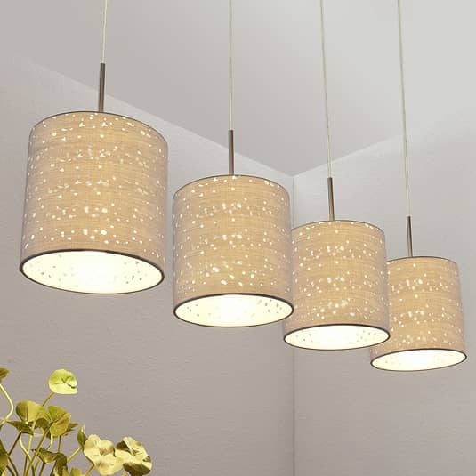 B-Ware Lindby Pendelleuchte Umma Hängeleuchte Deckenlampe Lampe Leuchte 4 Fl E27 Grau