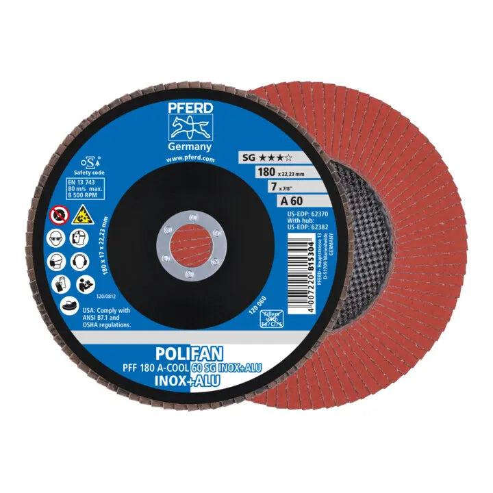 B-Ware Pferd Tools Fächerscheibe Schleifscheibe Polifan Pff Inox Alu Sg 180 Mm 10 Stück