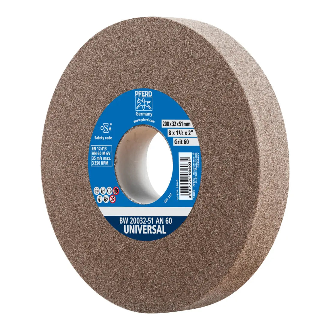 B-Ware Pferd Schleifbockscheibe Schleifscheibe Universal Schleifbock A60 ø200x32mm