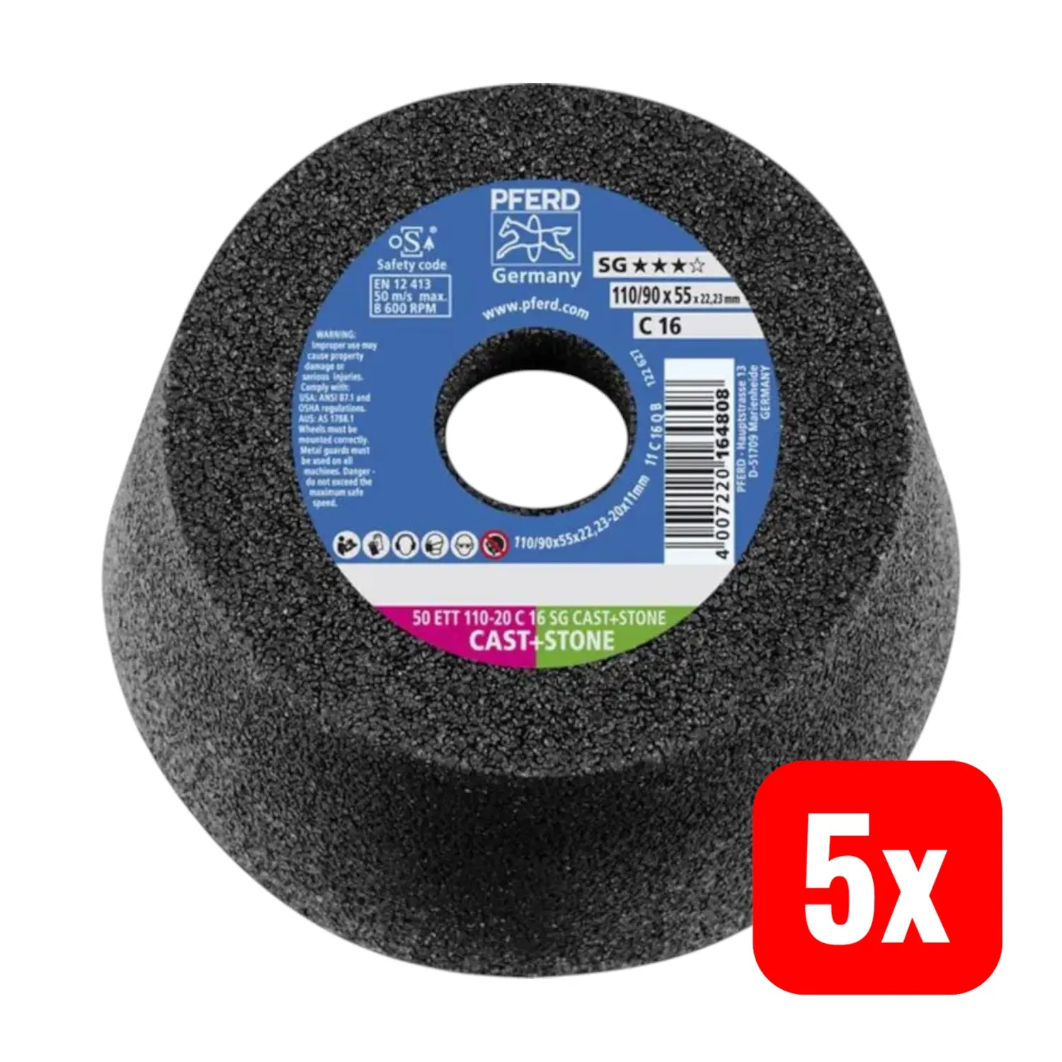 B-Ware Pferd Tools Schleiftopf Topfstein Guss Flächenschliff Entgraten Stein 5 Stück