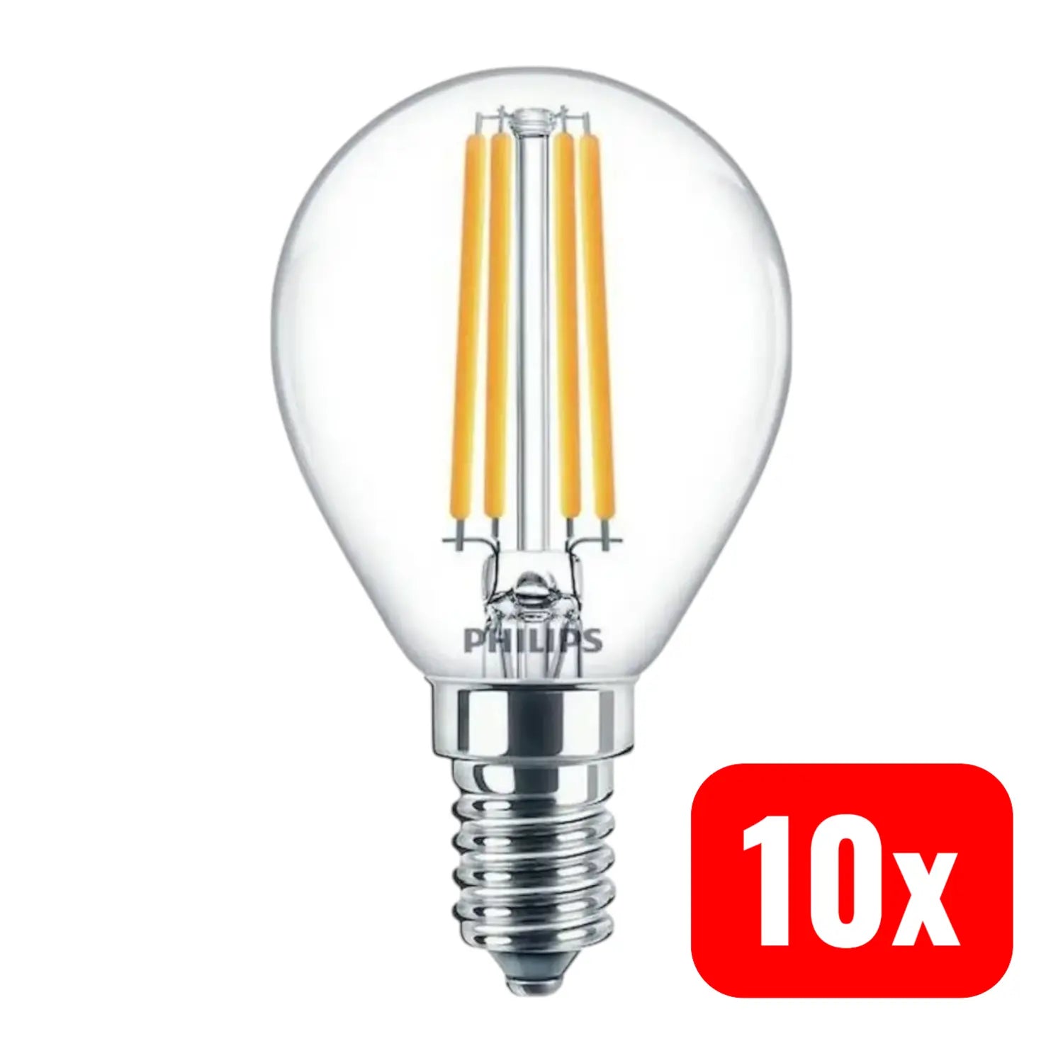 B-Ware Philips Glühlampe E14 Led Lampe Warmweiß Klar P45 6.5 W 806 Lm 45x80 Mm 10 Stück