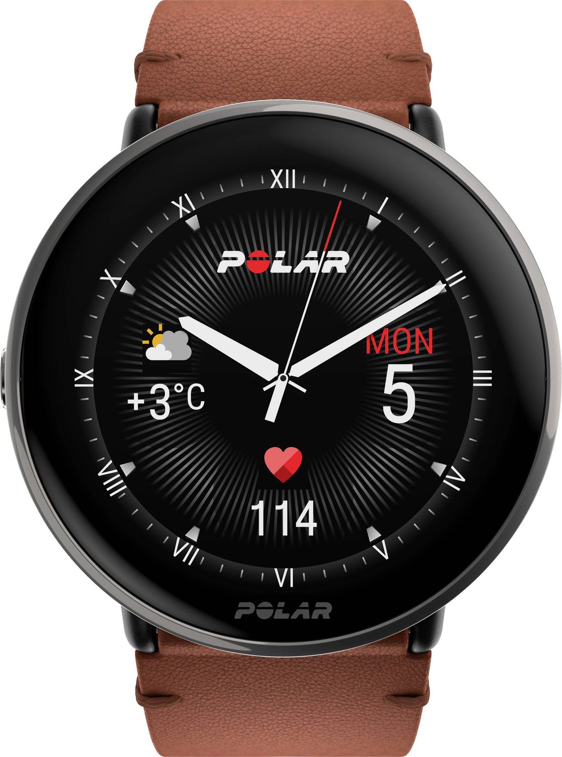 B-Ware Polar Ignite 3 Titanium Leather Sportuhr 43 Mm M/L Braun Fitnessuhr Tracker