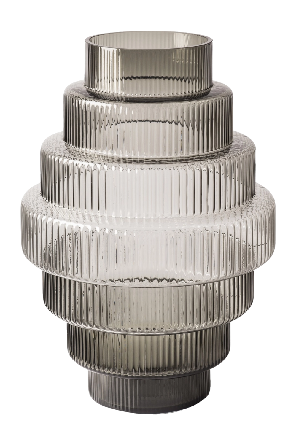 B-Ware Pols Potten Steps Vase L Gefäß Dekoration Glas Blumenvase ø35cm H50cm Grau
