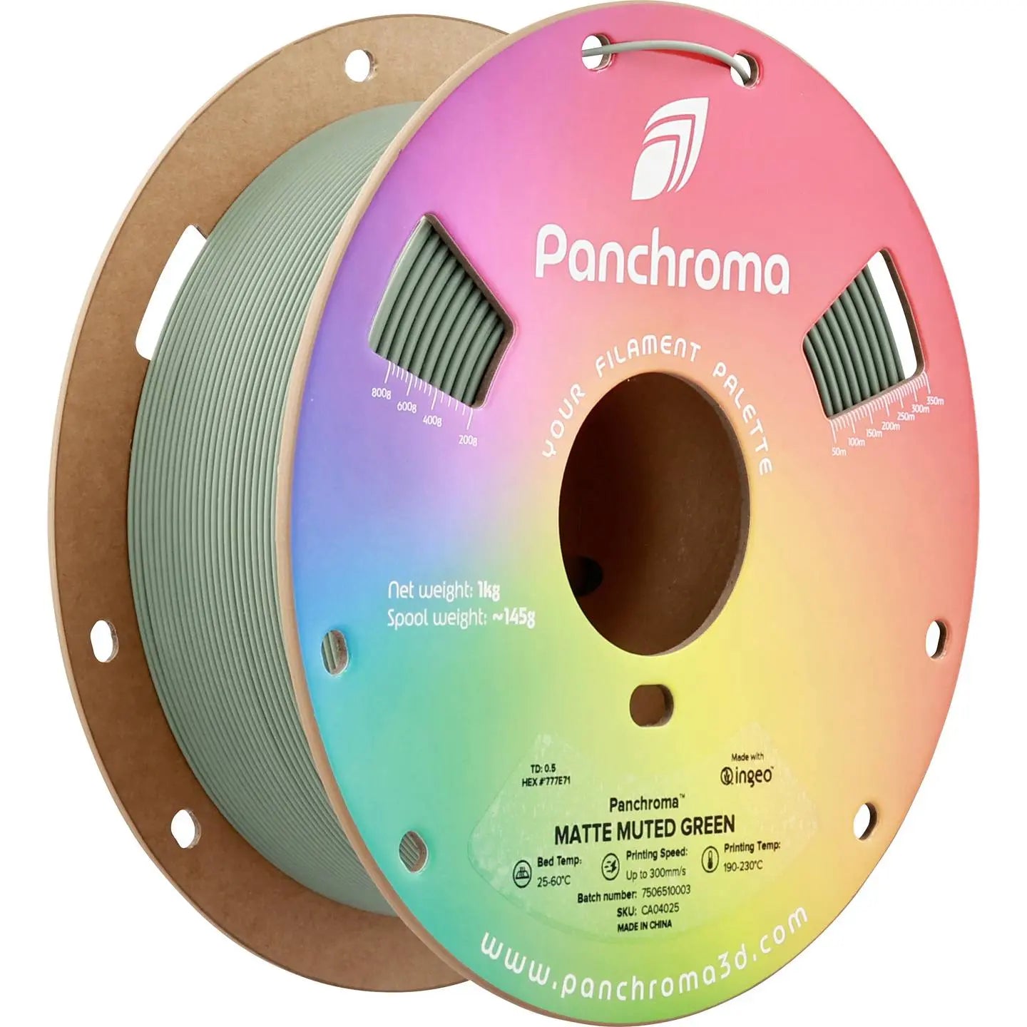 B-Ware Polymaker Filament Ca04025 Druckmaterial Pla Panchroma Muted Green Grün 1.75mm