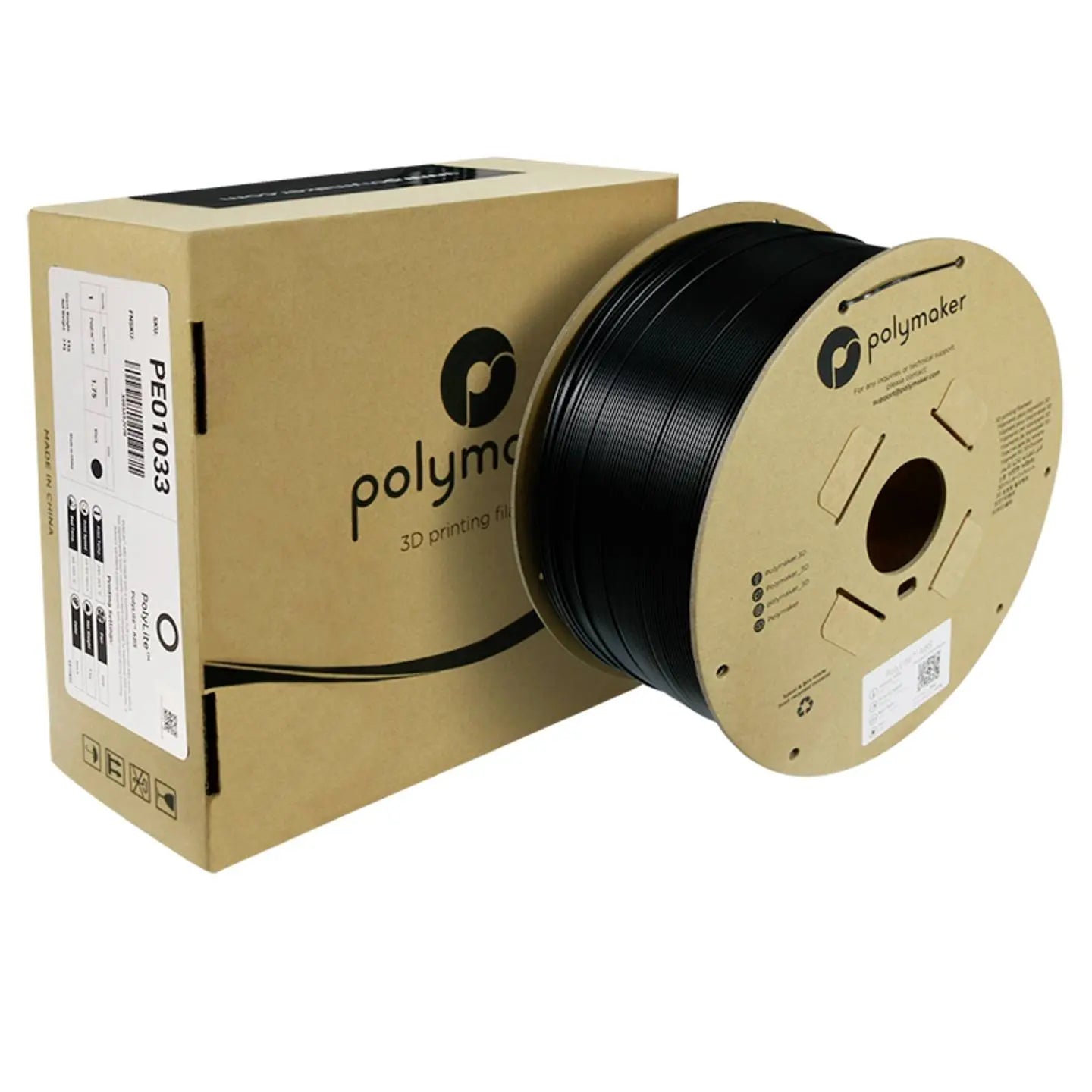 B-Ware Polymaker Filament Druckmaterial Poly Lite Abs Druckkunststoff Schwarz 1,75mm 3kg