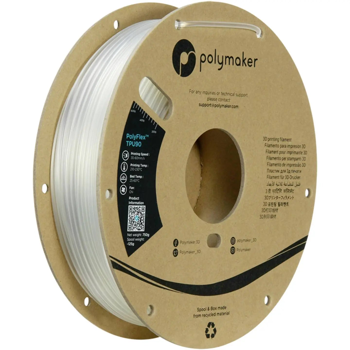 B-Ware Polymaker Pd02009 Filament Tpu Material 2.85 Mm 750 G Klar Poly Flex 1 St