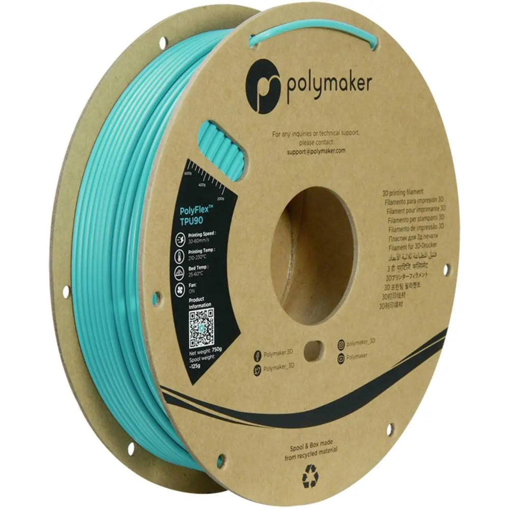 B-Ware Polymaker Filament Druckmaterial Tpu Flexibel Poly Flex Blau Grün 2.85 Mm 750 G