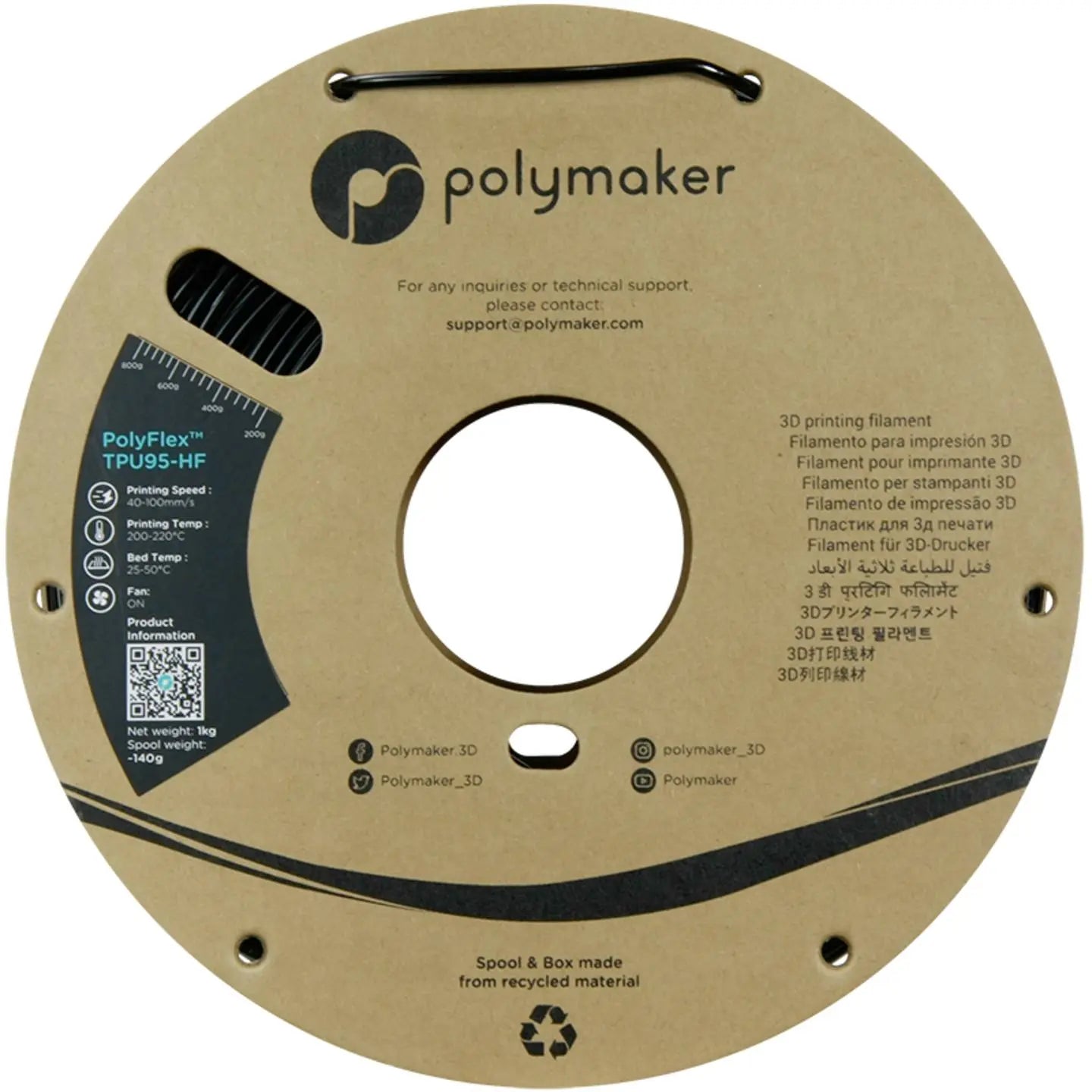 B-Ware Polymaker Filament Schwarz Druckmaterial Tpu Flexibles Filament Poly Flex