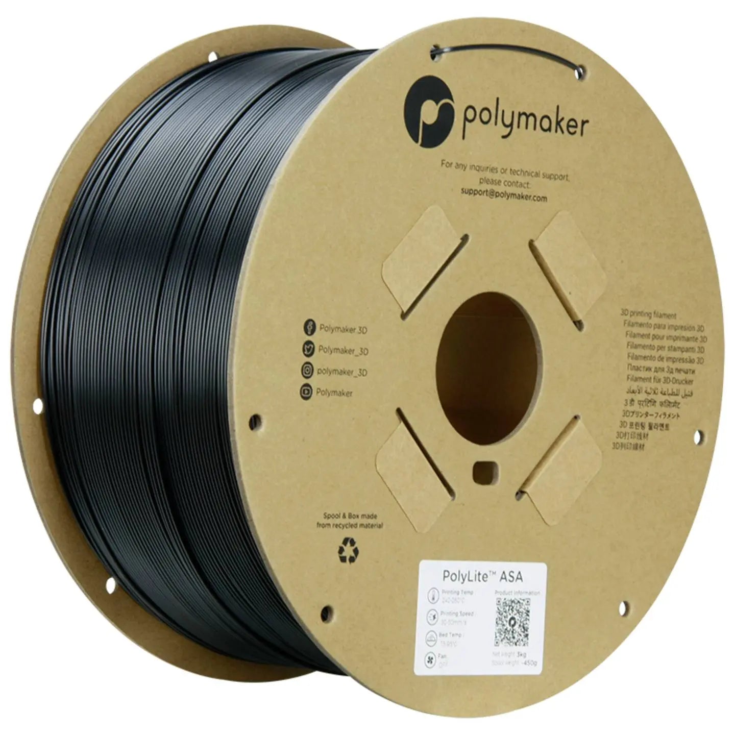 B-Ware Polymaker Poly Lite Asa Filament Druckmaterial 3 D Druck Schwarz 175mm 3kg