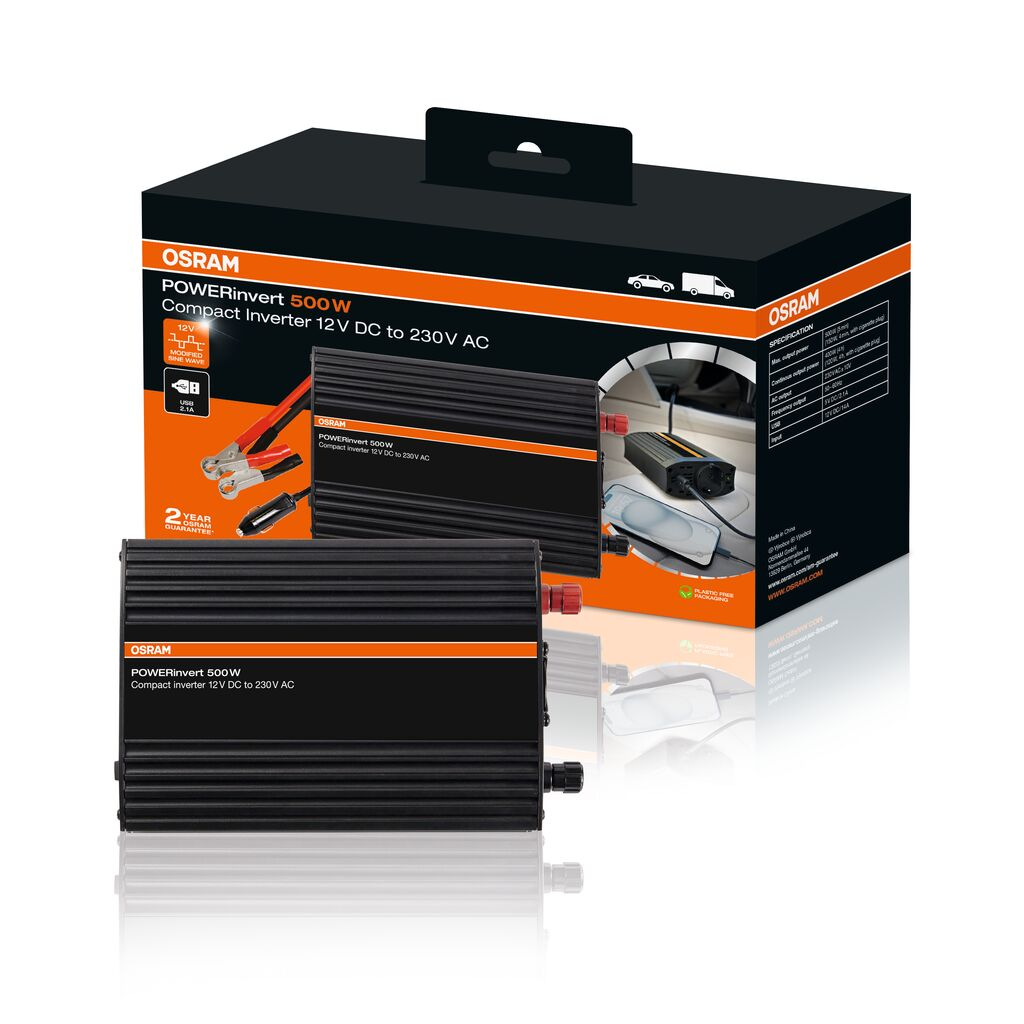 B-Ware Powe Rinvert Wechselrichter Inverter 12 V 230 V Schwarz 500 W Stromversorgung