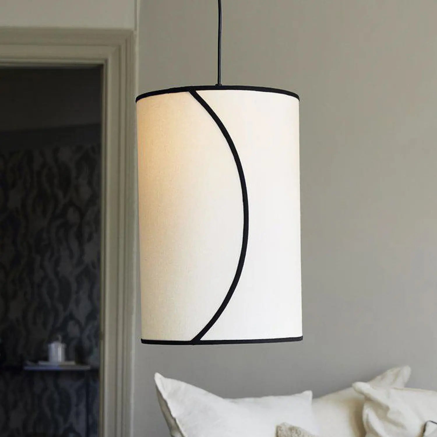 B-Ware Pr Home Hängelampe Pendelleuchte Ava Bio Baumwolle Cremefarben Lampenschirm