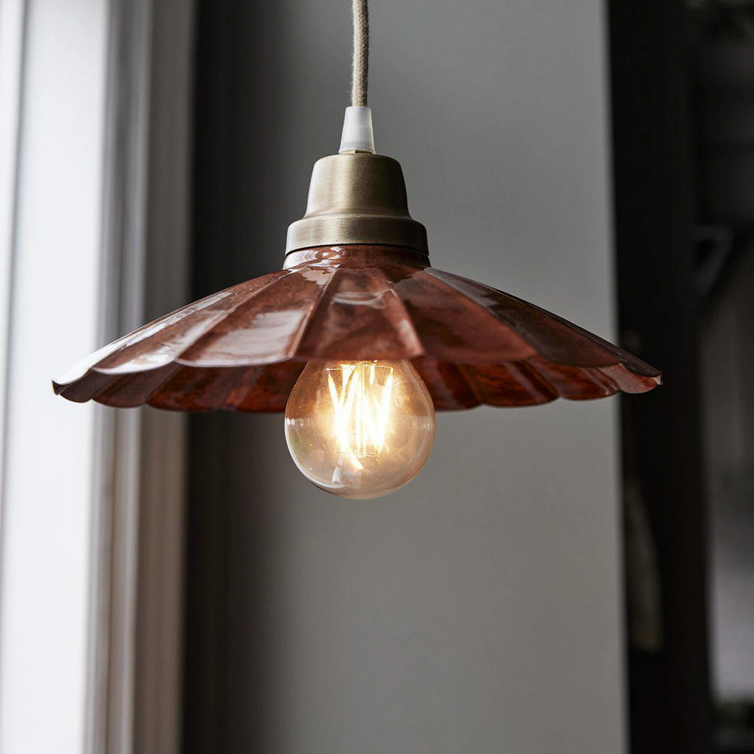B-Ware Pr Home Hängelampe Ester Terracotta Hängeleuchte Leuchte ø 24 Cm Eisen Stecker