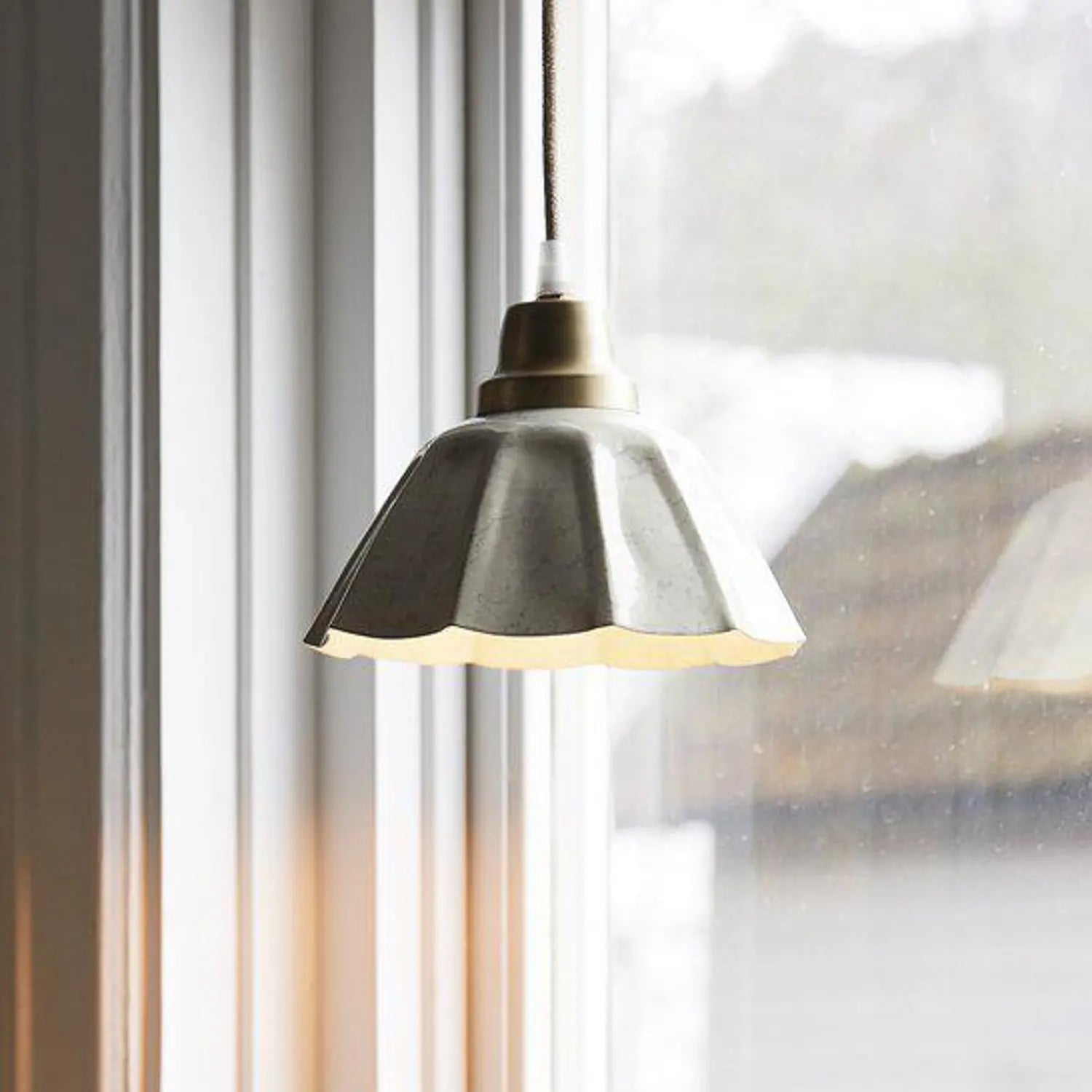 B-Ware Pr Home Hängeleuchte Pendelleuchte Ester Offwhite Stecker Eisen Emaille