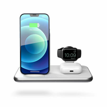 B-Ware Zens Aluminium Series 4 In 1 Stand Watch 45 W Ladegerät Netzteil 2x 10 W Qi Weiß