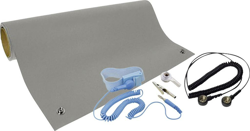 B-Ware Quadrios Esd Tischmatten Set Arbeitsflächen Schutz Komplett Grau 600mm X 1200 Mm