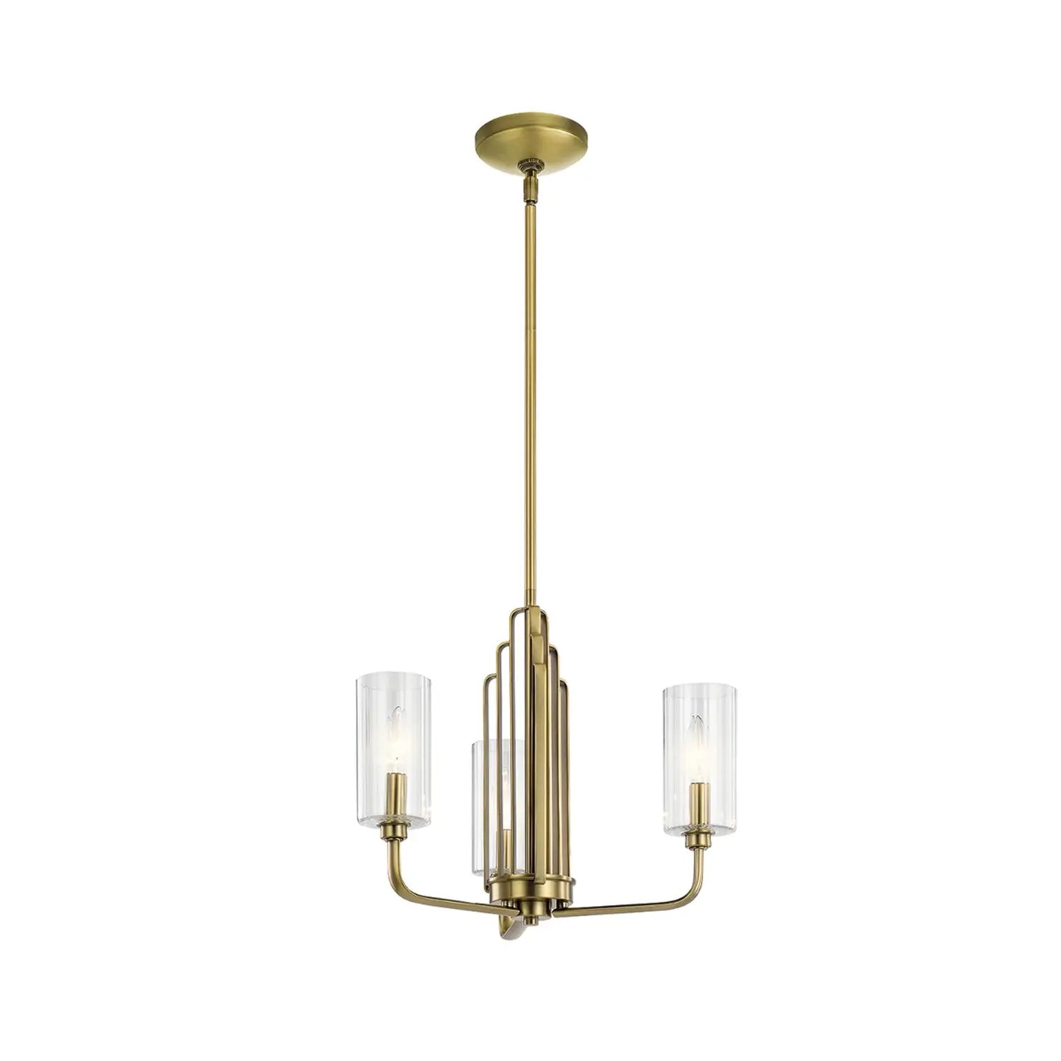 B-Ware Quintiesse Hängeleuchte Kimrose Pendelleuchte Lampe Messing Gebürstet Glas 3 Flg