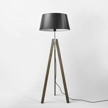 B-Ware Rothfels Thea Stehlampe Stehleuchte Standleuchte Lampe Holz Grau Schirm Schwarz