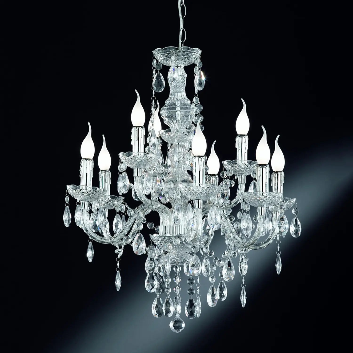 B-Ware Reality Kronleuchter Pendelleuchte Perdita Chrom 9 Flammig E14 Led Acryl Metall