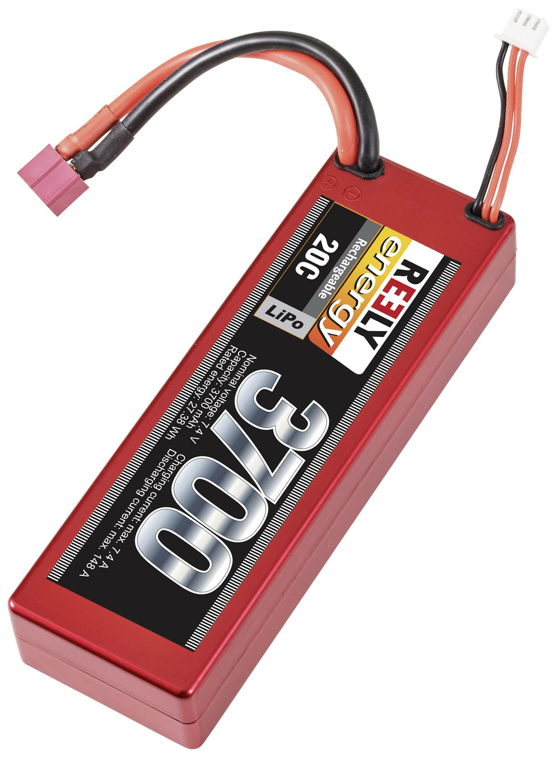 B-Ware Reely Modellbau Akkupack Li Po 7.4 V 3700 M Ah Zellen Zahl: 2 20 C Stick Hardcase