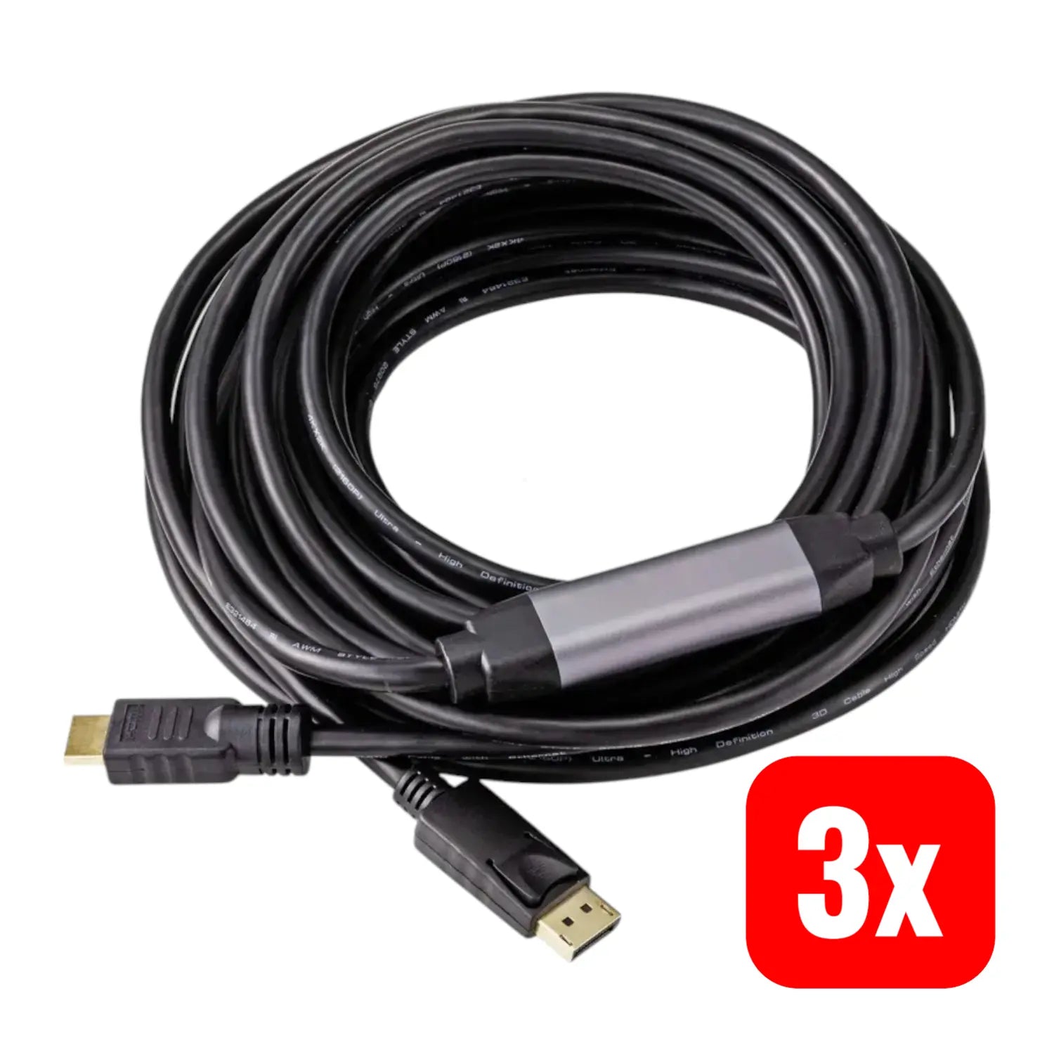 B-Ware Renkforce Adapterkabel Display Port Zu Hdmi Verbindungskabel Schwarz 10 M 3 Stück